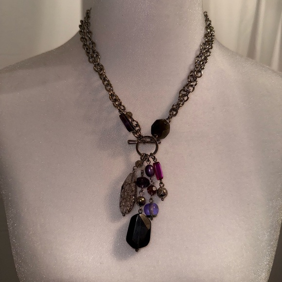 Lia Sophia Purple and Silver Charm Necklace - Picture 3 of 5